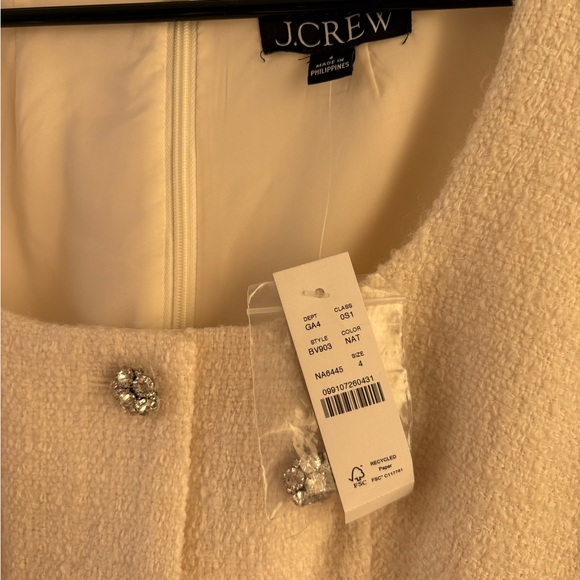 J.Crew Sophia sleeveless mini in natural tweed jewel button dress (size 8) - Picture 6 of 7